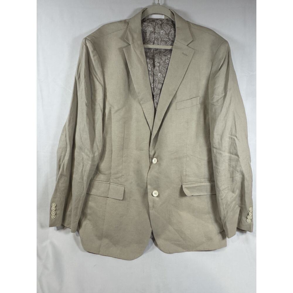 LAUREN RL Oatmeal 100% linen men's sport jacket 46L, Preppy, Modern, Classic